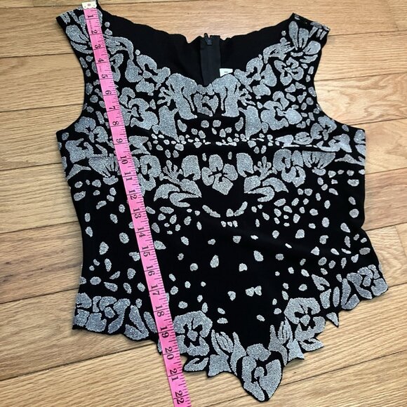 Y2K Gilani Beaded Floral Tank Top Womens 10 Black Whimsigoth 2000s - Picture 7 of 7